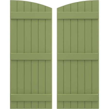Ekena Millwork Americraft 6-Board (3 Batten) Wood Joined Board-n-Batten Shutters w/Ellipt Top, ARW401BE621X59MGH, PR ARW401BE621X59MGH